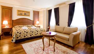 2 person executive suite with city view, king bed, private facilities, and breakfast